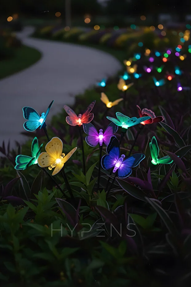 6 Led'li Renkli KELEBEK Güneş Enerjili Bahçe Aydınlatması